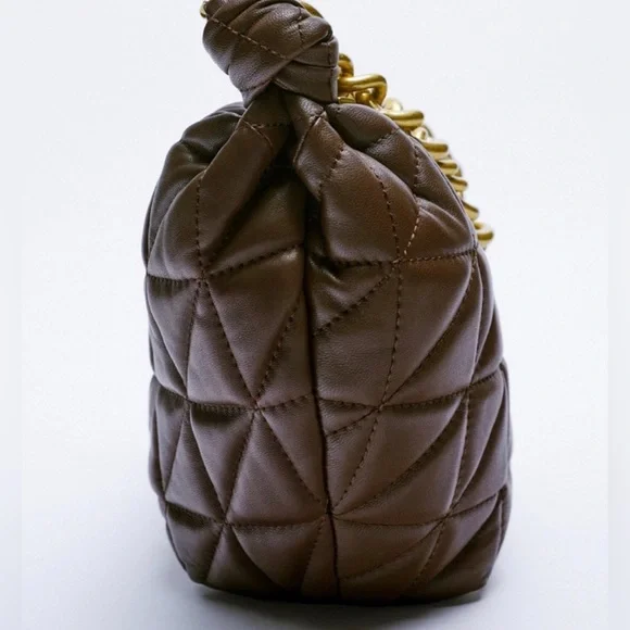 NWT Rare Zara Genuine Leather Quilted Chunky Chain Strap Shoulder Bag - Picture 5 of 17